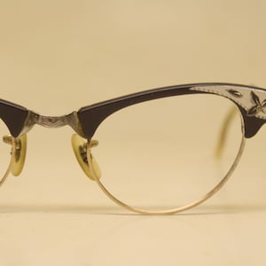 Vintage Cat Eye Glasses Black Silver Artcraft 1960s vintage frames