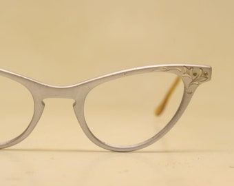 Vintage Cat Eye Glasses Aluminum Artcraft Silver 1960s vintage frames