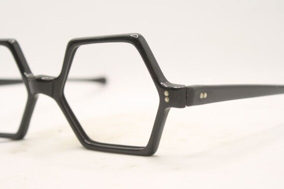 Octagonal Vintage Eyeglasses Black New Old Stock … - image 4