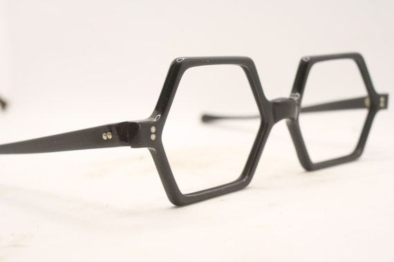 Octagonal Vintage Eyeglasses Black New Old Stock … - image 1