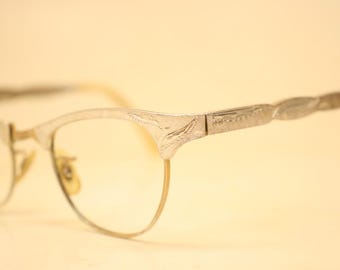 Vintage Eyeglasses 1960s Octagon Shape Gold Tone Made in USA 12k