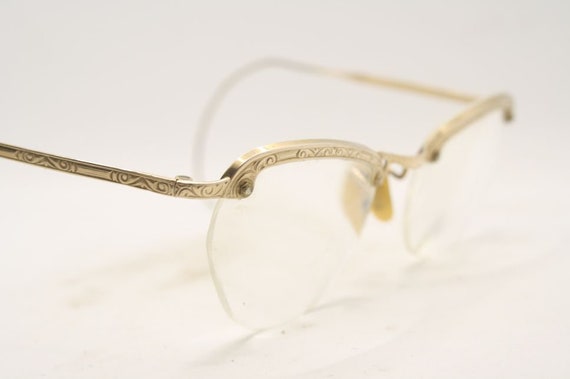 Gold Cat Eye Glasses Vintage Eyewear Retro Glasse… - image 4