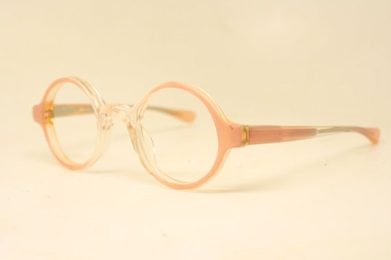 Round Glasses Pink Clear Child Size Frames 1980s … - image 2