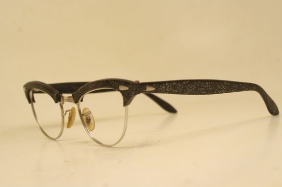 Small Vintage Cat Eye Glasses Black Silver Americ… - image 3