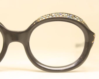 cat eye frames Black rhinestone vintage Eyewear