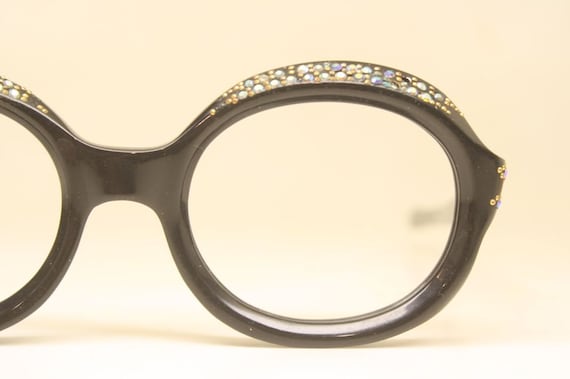 cat eye frames Black rhinestone vintage Eyewear - image 1
