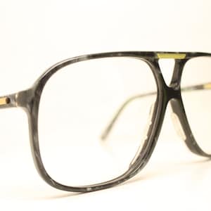 Unused Black Gray Aviator Vintage Eyeglasses Haute Couture Retro