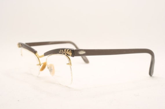 Cat Eye Glasses Vintage Gold Brown Eyewear Retro … - image 4