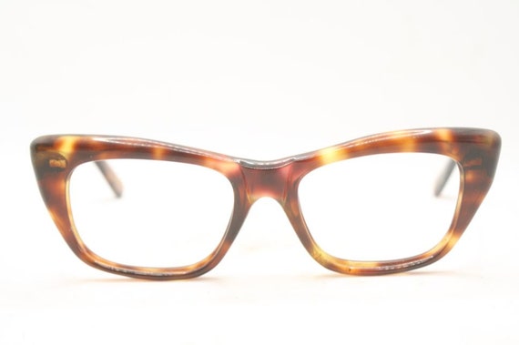 Vintage Tortoise Horn Rimmed Glasses 1960s Frames - image 3