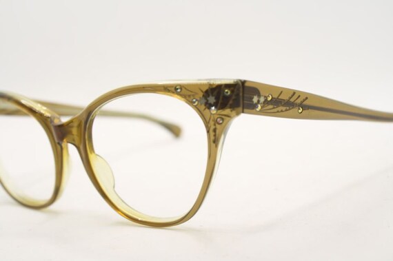 Smal Brownsmoke Catseye Glasses vintage Eyewear R… - image 4
