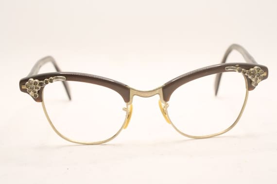 Cat Eye Glasses Vintage Shuron Rhinestone Eyewear… - image 2