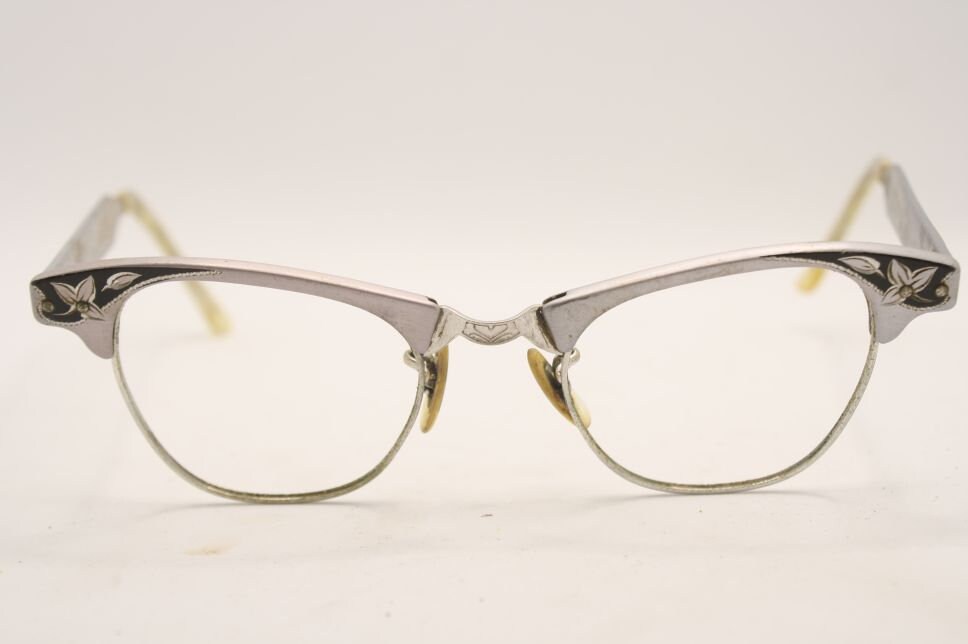 Gray Cat Eye Glasses Vintage 1/10 12k Artcraft Retro Glasses