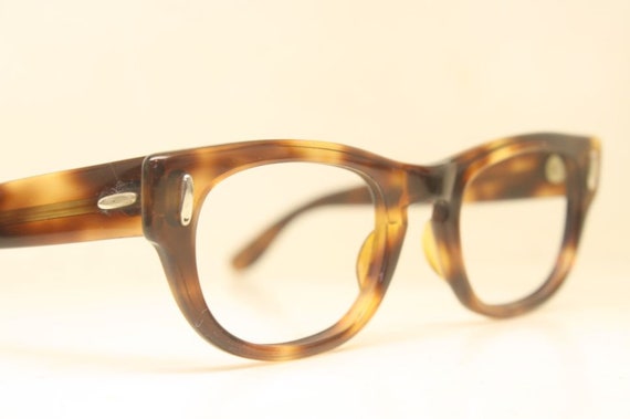 Vintage Tortoise Horn Rimmed Glasses U/Z Frames - image 4