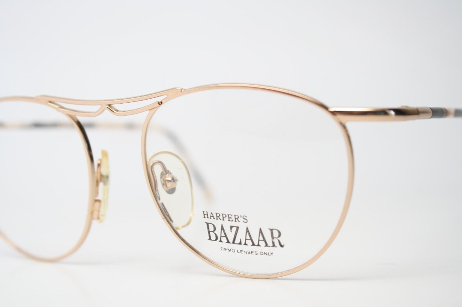 Unique Vintage Harpers Bazaar Yellow Horn Gold Eyeglasses Retro Glasses
