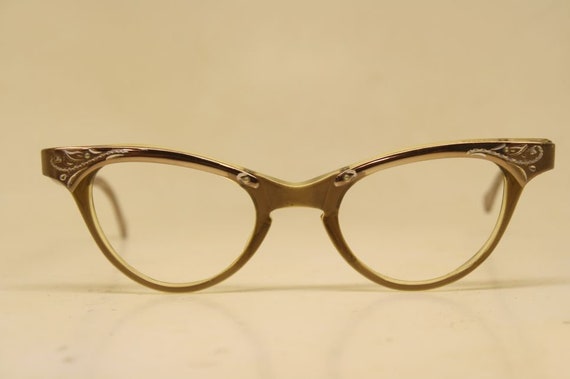 Vintage Cat Eye Glasses Combination Brown 1960s v… - image 4