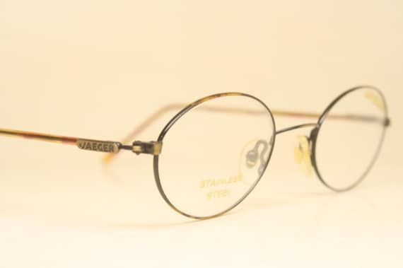 Vintage Eyeglass Frames Gold Tortoise Jaeger 1980… - image 1