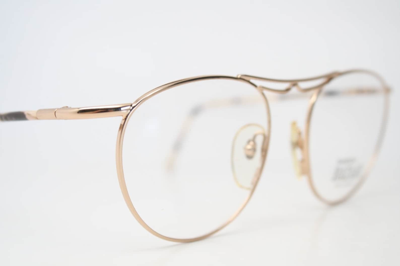 Unique Vintage Harpers Bazaar Yellow Horn Gold Eyeglasses Retro Glasses
