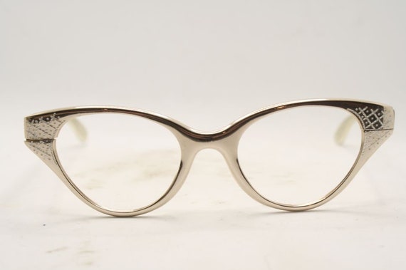 Vintage Gold Cat Eye glasses Eyeglasses Frames 19… - image 2