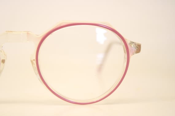 Beautiful Pink Clear Vintage Eye Glasses Retro Ro… - image 2