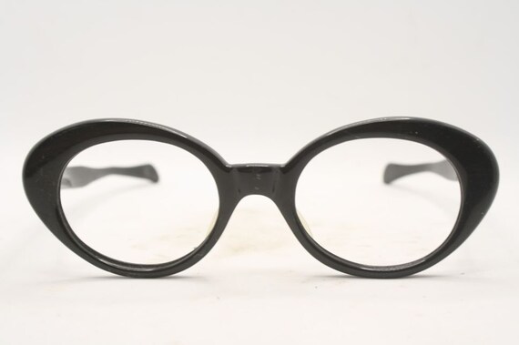 Oval Vintage Eyeglasses Black New Old Stock 1970s… - image 2