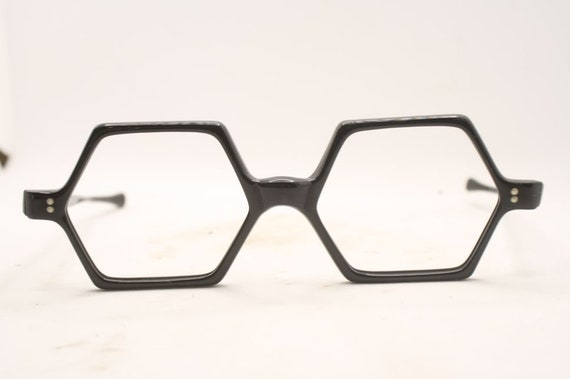 Octagonal Vintage Eyeglasses Black New Old Stock … - image 2