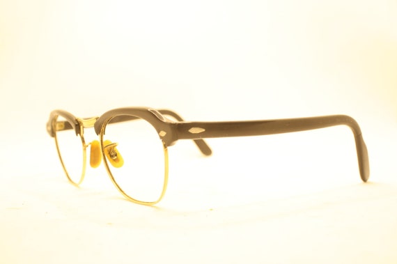 Black Browline Retro Glasses Vintage Eyeglass Fra… - image 2