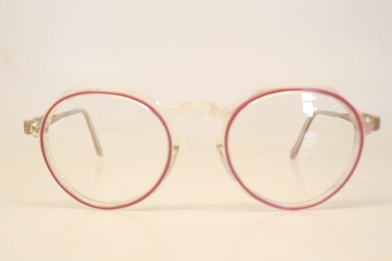 Beautiful Pink Clear Vintage Eye Glasses Retro Ro… - image 3