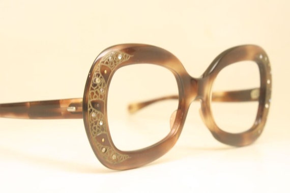 Unused Tortoise Rhinestone Vintage Eyeglasses Ret… - image 4
