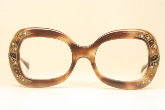 Unused Tortoise Rhinestone Vintage Eyeglasses Ret… - image 2