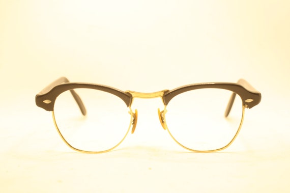 Black Browline Retro Glasses Vintage Eyeglass Fra… - image 1