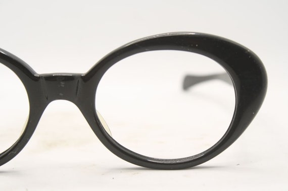 Oval Vintage Eyeglasses Black New Old Stock 1970s… - image 3