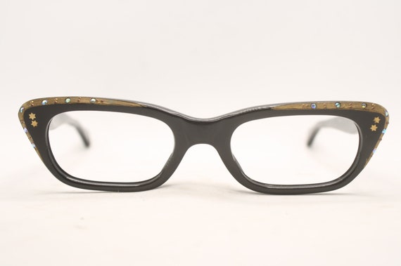 Vintage Black Cat Eye Glasses vintage design on f… - image 2