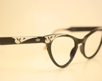 Gafas vintage de ojo de gato de aluminio Artcraft, monturas vintage negras de los años 60