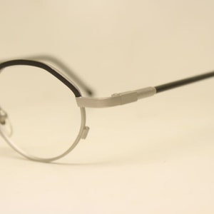 Black Silver Oval Glasses Frames Vintage Retro Eyeglasses image 4