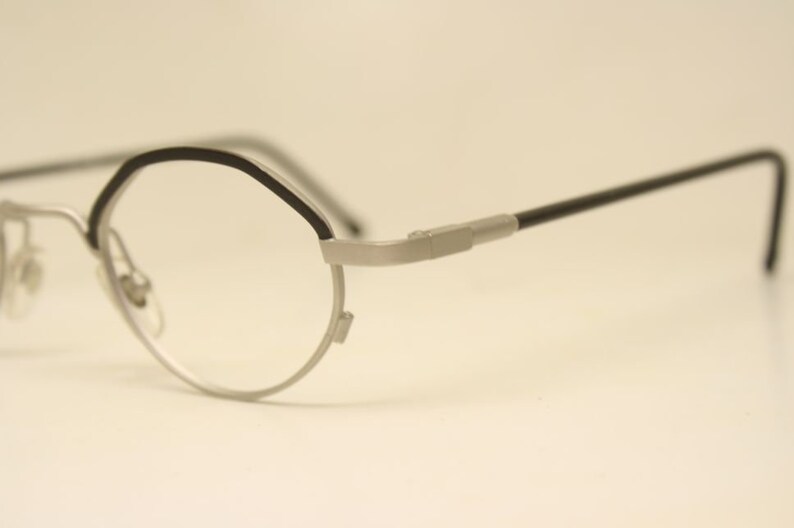 Black Silver Oval Glasses Frames Vintage Retro Eyeglasses image 4
