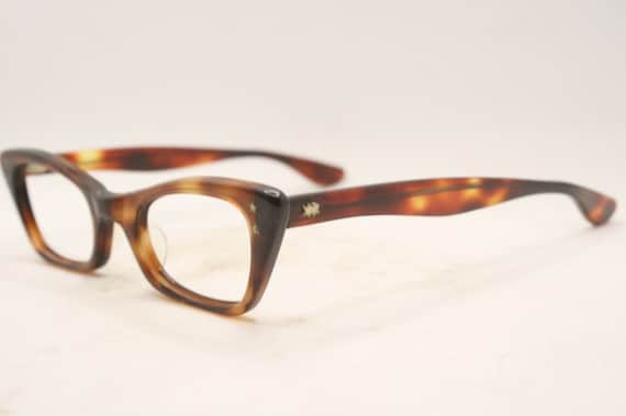 Small Tortoise Vintage Cat Eye glasses Eyeglasses… - image 4