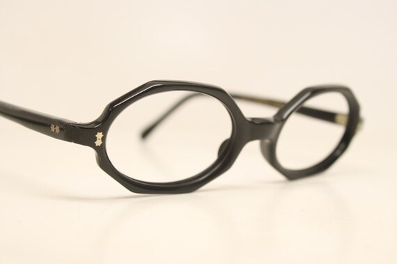 Unique Vintage Eyeglasses Black New Old Stock 197… - image 3