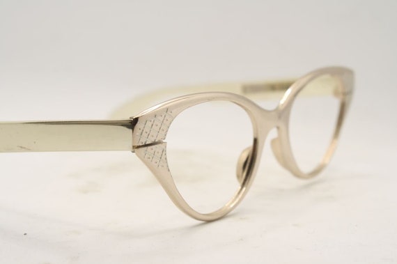 Vintage Gold Cat Eye glasses Eyeglasses Frames 19… - image 3