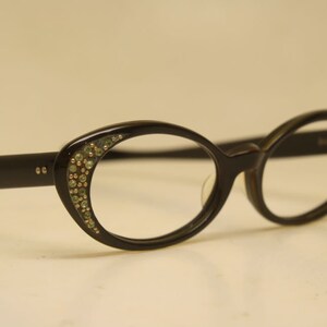 Child Size Vintage Cat Eye Glasses Black Rhinestone 1960s vintage frames