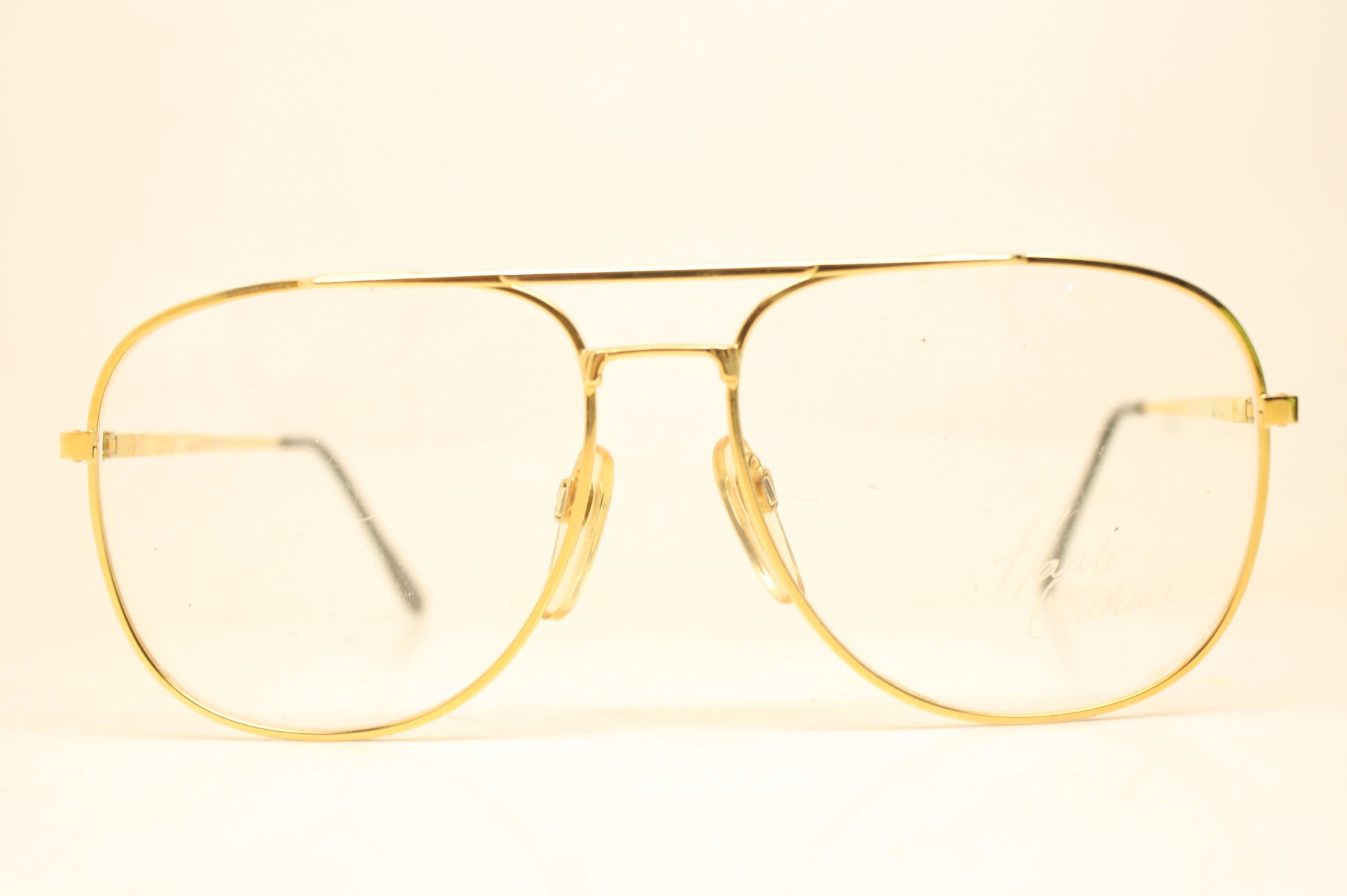 Unused Gold  Aviator Vintage Eyeglasses Haute Couture Retro