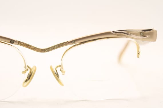 Cat Eye Eyeglasses Vintage Eyewear Glasses Gold C… - image 3