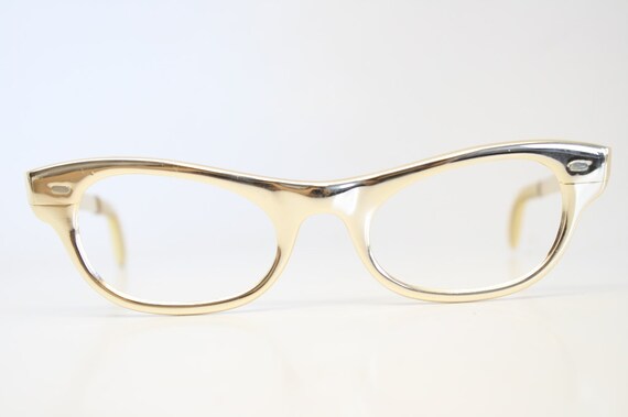 Cat Eyeglasses Gold vintage Eyewear Retro Glasses… - image 2