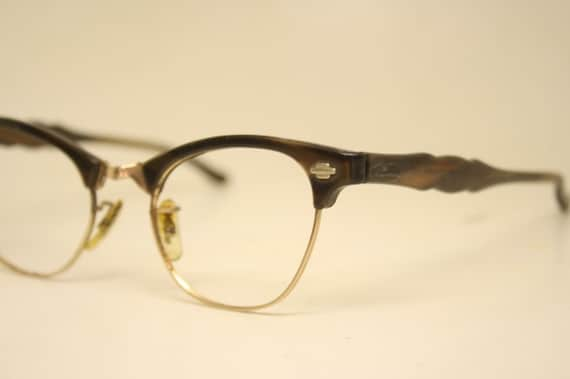 Brown Cat Eye Eyeglasses gold filled Vintage Eyew… - image 1