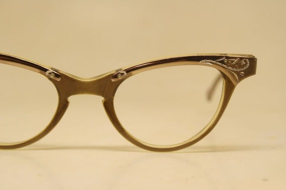 Vintage Cat Eye Glasses Combination Brown 1960s v… - image 2