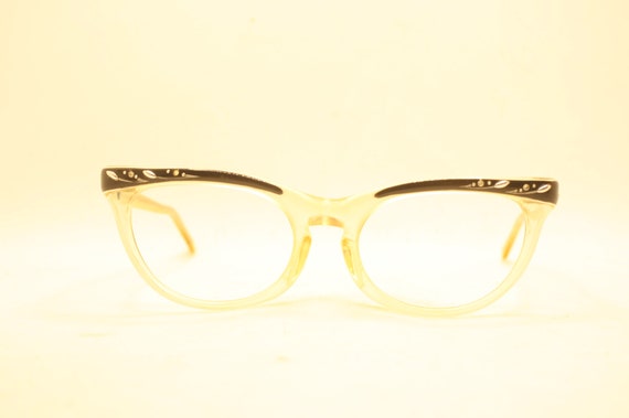 White Cat Eye glasses vintage Eyewear Retro Glass… - image 1