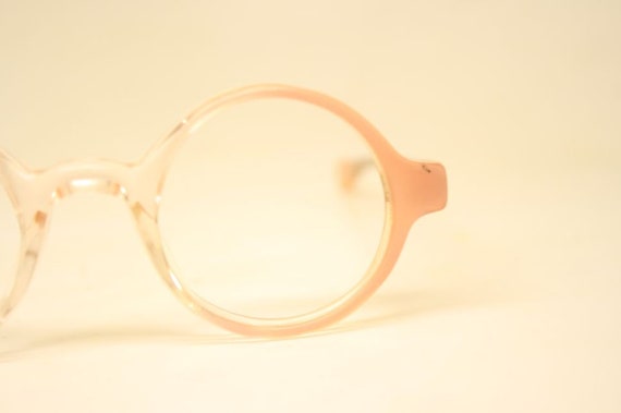 Round Glasses Pink Clear Child Size Frames 1980s … - image 1