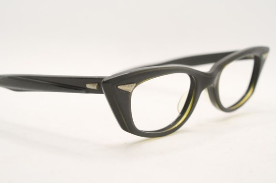 Small Black Catseye Glasses vintage Eyewear Retro… - image 1