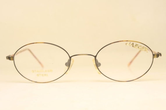 Vintage Eyeglass Frames Gold Tortoise Jaeger 1980… - image 2