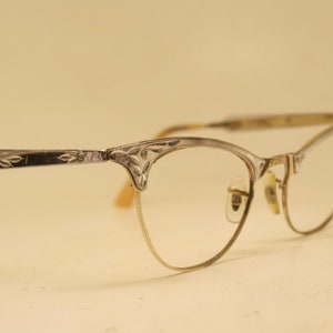 Vintage Cat Eye Glasses  Silver Gold 1/10 12k 1960s vintage frames