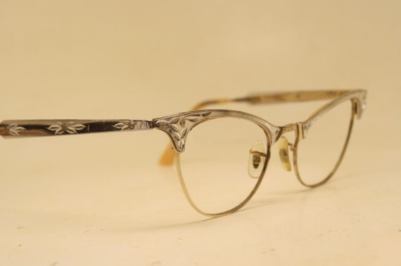 Vintage Cat Eye Glasses  Silver Gold 1/10 12k 196… - image 1